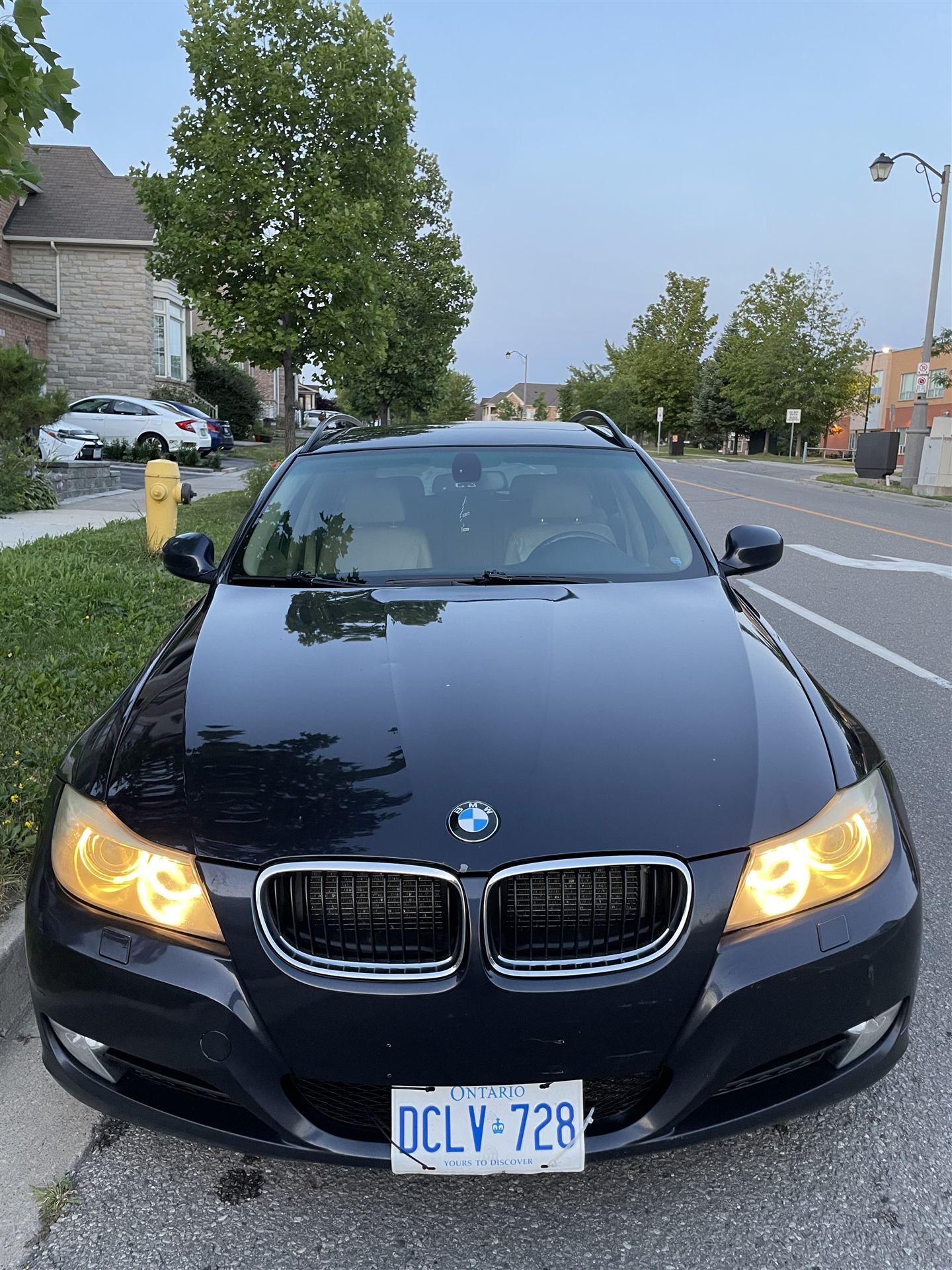 BMW front end after detail, headlights and grille